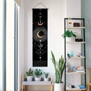 Tapiz de código de Tarot de sol y luna, tapiz colgante de pared de astrología, fase de adivinación, hogar, dormitorio, oficina, arte abstracto, decoración de Vía Láctea