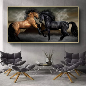 Lienzo artístico de tres caballos corriendo, carteles artísticos de pared con animales para sala de estar, decoración del hogar, Cuadros, pinturas impresas en lienzo para pared personalizadas