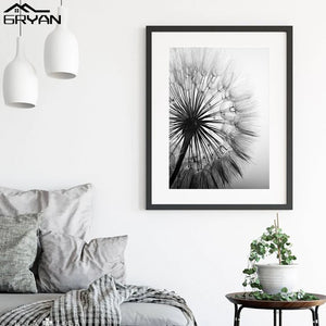 Dandelion Flower Life Quote Wall Art Canvas Painting Black & White Modern Print Poster Plant Picture Home Decor for Living Room