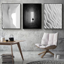 Load image into Gallery viewer, Nordic Black White space art wall art Canvas posters Painting Prints Abstract building Pictures for Living Room Morden  Decor