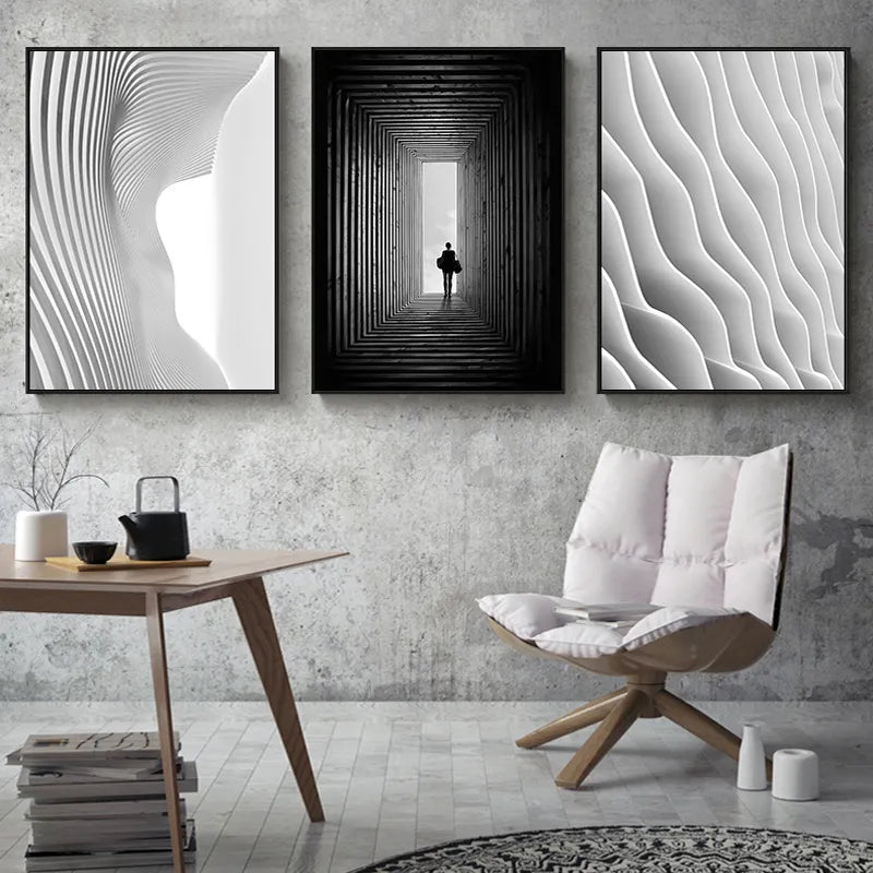 Nordic Black White space art wall art Canvas posters Painting Prints Abstract building Pictures for Living Room Morden  Decor