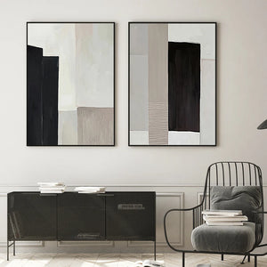 Impresiones al óleo abstractas contemporáneas en negro y Beige, pintura en lienzo, carteles artísticos de pared, imagen para decoración Interior del hogar y sala de estar