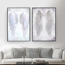 Carica l&#39;immagine nel visualizzatore della Galleria, Modern White Angel Wings Feather Wall Art Stampe su tela Dipinti sulla parete Immagine per soggiorno Poster e stampe Senza cornice
