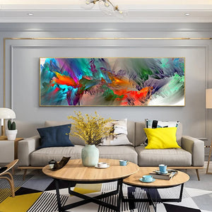 Pósteres abstractos de nube azul y púrpura de tamaño grande, cuadro sobre lienzo para pared, decoración del hogar para sala de estar, sin marco