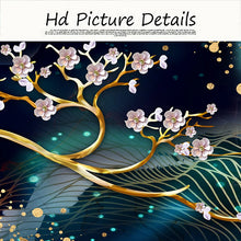 Laden Sie das Bild in den Galerie-Viewer, Abstrakte goldene Elch- und Vogel-Kunstwerke, Leinwandgemälde, moderne Poster und Drucke, Wandkunst, Bild für Wohnzimmer, Heimdekoration