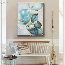 Laden Sie das Bild in den Galerie-Viewer, Wedding decoration pure Hand-painted High Quality Abstract beautiful line flowers Canvas Oil Painting for living room unframed