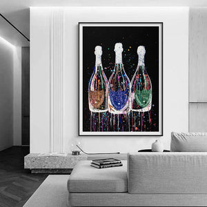 Pintura en lienzo de botella de champán, carteles artísticos Pop coloridos e impresiones, arte de pared nórdico, Cuadro en lienzo, imágenes, decoración moderna para habitación