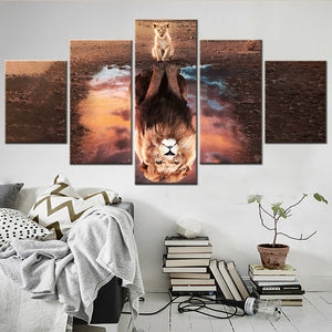 Conjunto de lienzo artístico para pared de cachorro de león, pintura de animales de 5 paneles, cuadros de pared modernos, carteles modulares, decoración de pared para dormitorio