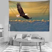 Cargar imagen en el visor de la galería, Tapiz de pared psicodélico con águila en el cielo del atardecer, tapices de tela para pared, alfombra, decoración de pared para el hogar con pájaros