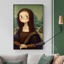 Laden Sie das Bild in den Galerie-Viewer, Nette Retro Berühmte Gemälde Mona Lisa Wand Kunst Leinwand Malerei Nordic Poster Und Drucke Wand bilder Für Wohnzimmer Dekor
