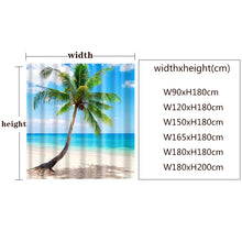 Cargar imagen en el visor de la galería, 1 pieza de cortinas de ducha de plantas tropicales verdes para baño, cortina de ducha de poliéster Seaworld, cortina estampada, cortinas de ducha de playa