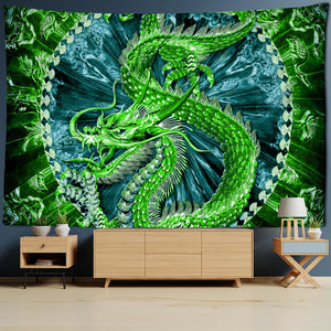 Red Loong Dragon Totem Tapestry Cartoon Castle Wall Hanging Room Carpet Bedspread Beach Mat Tapis Home Decor Tapestries Art