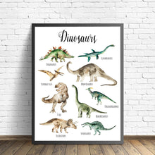 Laden Sie das Bild in den Galerie-Viewer, Wand Kunst Leinwand Malerei Dinosaurier Pädagogisches Tier Kunstdrucke Nordic Junge Poster Und Drucke Wand Bilder Baby Kinder Zimmer Dekor