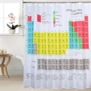 Cortina de ducha ponderada para baño, tela de poliéster a rayas con tabla periódica química de 1,8 m de largo, teoría del Big Bang, Sheldon, la misma cortina