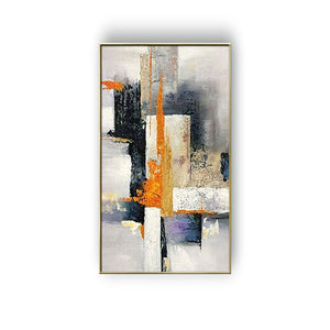 Handpainted Large Textured Oil Painting Modern Abstract POP Geometry Wall Art Picture Vertical Living Room Porch Entrance Decor