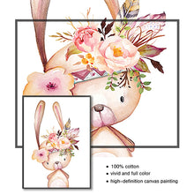 Laden Sie das Bild in den Galerie-Viewer, Babyzimmer Wandkunst Leinwand Bilder Kindergarten Drucke Blume Kaninchen Leinwand Malerei Waldtiere Poster Nordic Fox Deer Bild