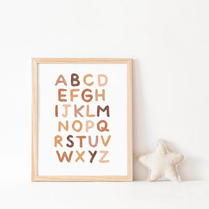 Boho Nursery ABC Alfabeto Poster Wall Art Tela Pittura Stampa Immagini sala giochi Nuove neonate Regalo Camera dei bambini Decorazione della casa