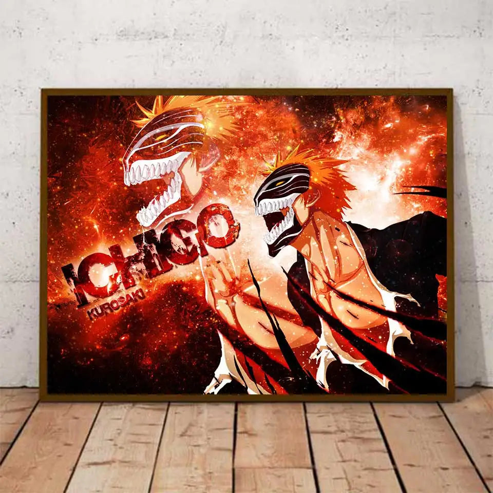 Affiche murale de dessin animé japonais Ho Bleach Kurosaki Ichigo, toile d'art, images murales pour garçon, chambre d'enfants, décoration de salon et de chambre à coucher