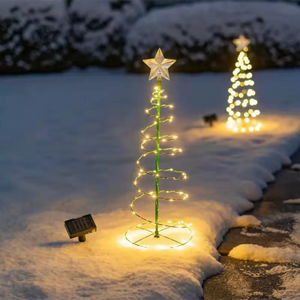 Lampada solare da giardino per albero di Natale con supporto per lampada da terra a LED da giardino String Saterproof IP65 Lanterna a stella Luce decorativa
