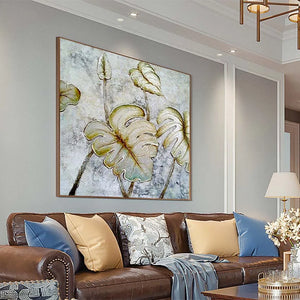 handmade oil paintings for living room wall Lotus leaf landscape texture acrylic picture artwork for bedroom home decoration