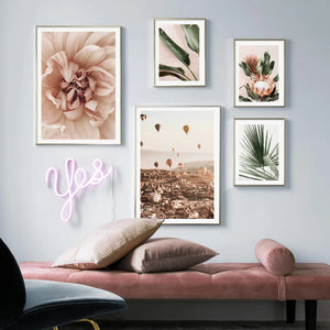 Globo de aire caliente flor hoja planta cuadro sobre lienzo para pared carteles nórdicos e impresiones cuadros de pared para decoración para sala de estar