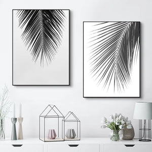 Modern Wall Art Canvas Black And White Palm Leaves Plant Horse Painting Bedroom Living Room Home Decor Aesthetic Poster Pictures