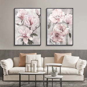 Póster de flores rosas de acuarela, cuadro sobre lienzo para pared, decoración moderna para el hogar, estampado nórdico, imágenes de pared para decoración de sala de estar