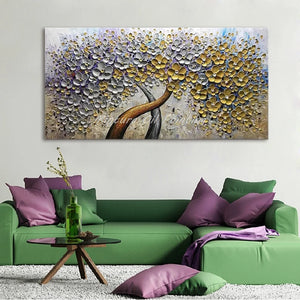 Mintura Art Handpainted Thick Texture Tree Flower Oil Painting On Canvas,Modern Abstract Wall Decorative Picture For Living Room