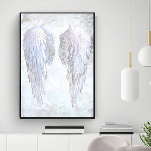 Modern White Angel Wings Feather Wall Art Stampe su tela Dipinti sulla parete Immagine per soggiorno Poster e stampe Senza cornice