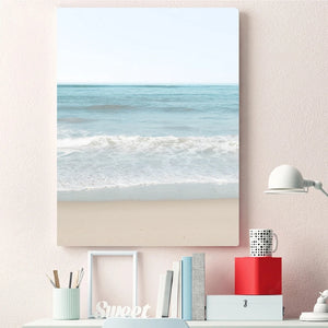 Coastal Wall Art Canvas Painting Pastel Beach Landscape Posters and Prints Pampas Grass Wall Pictures for Living Room Home Decor