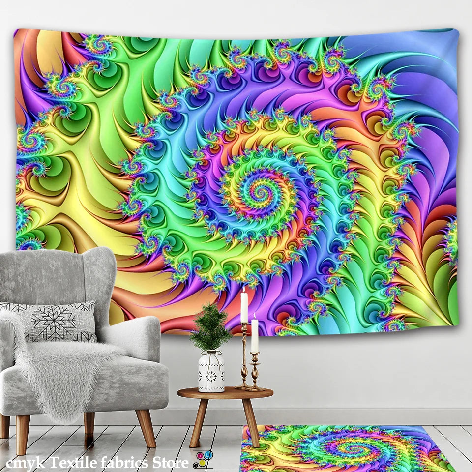 Psychedelic Mandala Tapestry Wall Hanging Boho Decor Wall Cloth Tapestries Hippie Tapestry Mandala Wall Carpet