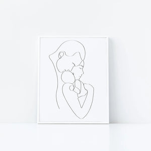 Семейный портрет мама папа ребенок художественные линии рисования плакаты абстрактный минималистичный настенный холст с принтом живопись детские декоративные фотографии