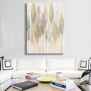 Hot sale 100% Handmade canvas oil painting gold and silver leaf hanging picture for living room bedroom no framed