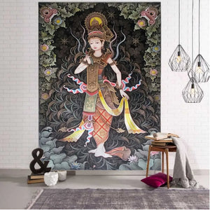 Tapestry Indian Buddha Meditation Psychedelic Home Decoration Wall Hanging Hippie Bohemian Mandala Aesthetics Room Decoration