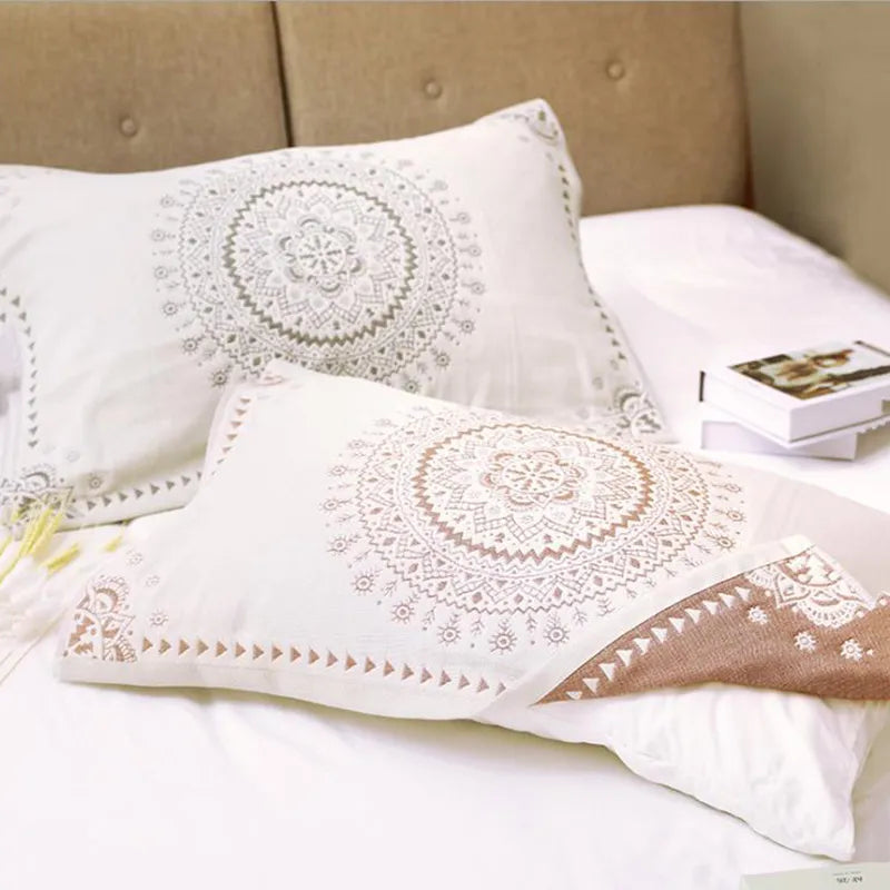 Funda de almohada de algodón, toalla, cuatro capas de gasa, funda de almohada para adultos, fundas de almohada gruesas de estilo indio, almohada de cama de 50*75cm