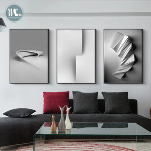 Arte de pared espacial geométrico blanco y Negro Nórdico, póster en lienzo, impresiones de pintura, imágenes de líneas abstractas para decoración moderna de sala de estar