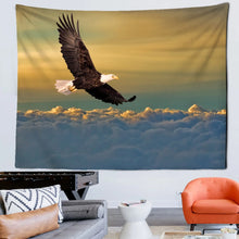 Cargar imagen en el visor de la galería, Tapiz de pared psicodélico con águila en el cielo del atardecer, tapices de tela para pared, alfombra, decoración de pared para el hogar con pájaros