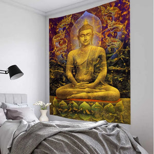 Tapiz de meditación de Buda indio, decoración psicodélica del hogar, colgante de pared, Hippie, Mandala bohemio, estética, decoración de la habitación
