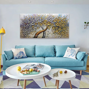 Mintura Art Handpainted Thick Texture Tree Flower Oil Painting On Canvas,Modern Abstract Wall Decorative Picture For Living Room