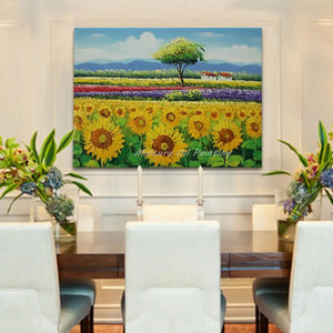 Mintura Hand-Painted Thick Sunflower Oil Painting On Canvas,Handmade Landscape Wall Art,Pictures For Living Room,Home Decoration