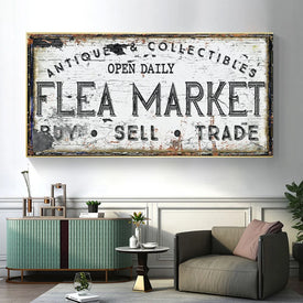 Segno del mercato delle pulci vintage stampe su tela pittura segni dei vecchi tempi poster per soggiorno casa colonica arte della parete arredamento rustico per la casa