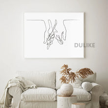 Load image into Gallery viewer, Couple Line Drawing Sketch Print Minimalist Abstract Wall Art Canvas Painting Black White Picture Nordic Poster Bedroom Decor