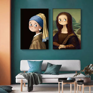 Pintura famosa Retro bonita Mona Lisa cuadro sobre lienzo para pared carteles nórdicos e impresiones cuadros de pared para decoración para sala de estar