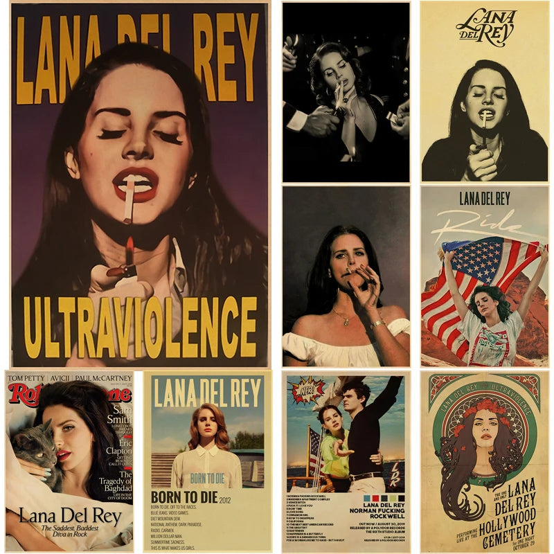 Pósteres Vintage de la cantante Lana Del Rey Born To Die, pegatina de papel Kraft Retro, decoración artesanal para habitación, Bar, cafetería, regalo, pinturas artísticas impresas
