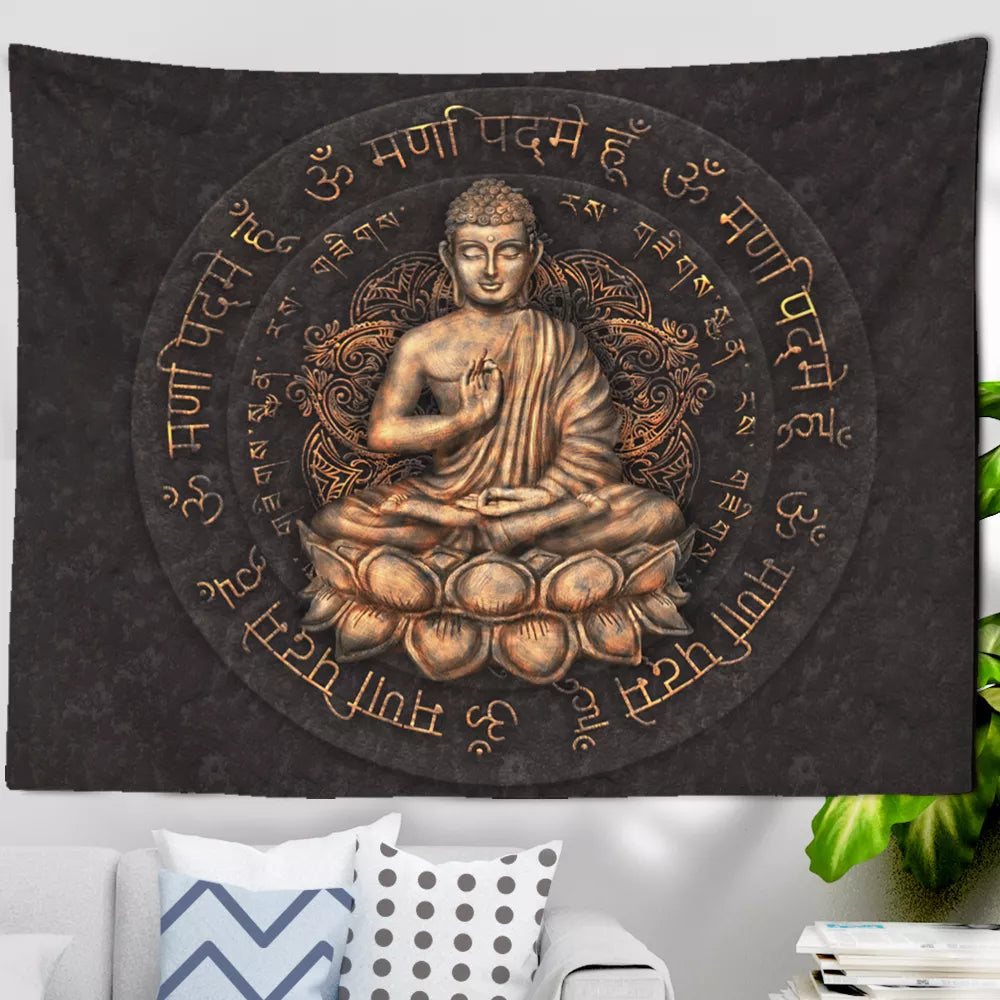 Tapiz de Buda para colgar en la pared, meditador, siete chakras, estilo indio bohemio, Mandala, Tapiz Hippie, decoración del hogar