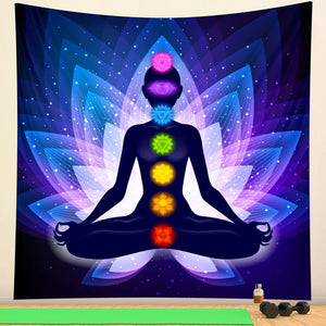 Arazzo indiano per la meditazione del Buddha, chakra, decorazione da parete, arazzo mandala, stregoneria, bohémien, hippie, decorazione per la casa, tappetino yoga