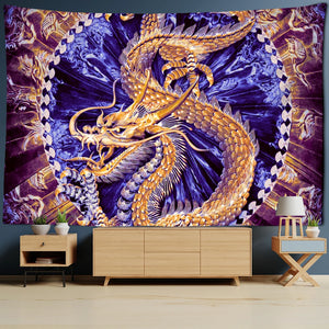 Red Loong Dragon Totem Tapestry Cartoon Castle Wall Hanging Room Carpet Bedspread Beach Mat Tapis Home Decor Tapestries Art