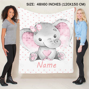 LVYZIHO manta de bebé nombre personalizado elegante flor elefante bebé niña/niño manta-30x40/48x60/60x80 pulgadas-Manta de lana de franela