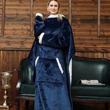 Carica l&#39;immagine nel visualizzatore della Galleria, Coperta per divano scozzese Coperta invernale calda morbida indossabile in pile ponderata con maniche Coperta TV lunga pigra in peluche spessa da viaggio