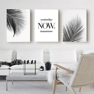 Modern Wall Art Canvas Black And White Palm Leaves Plant Horse Painting Bedroom Living Room Home Decor Aesthetic Poster Pictures